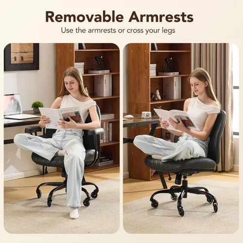 Miniatura 5 de YFO Silla de Oficina para Hogar y Escritorio con Ruedas de Goma, Silla Ergonómica para Computadora con Soporte Lumbar, Altura Ajustable, Giratoria