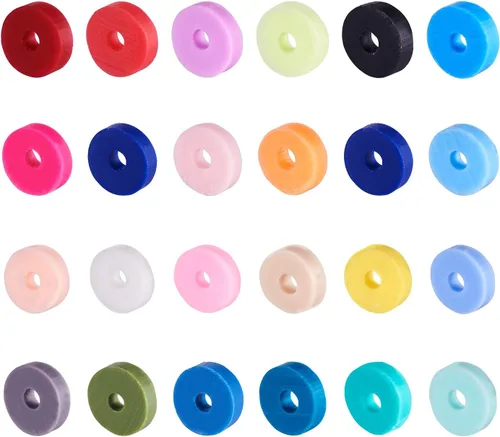 Miniatura 2 de Cheriswelry - Cuentas de arcilla de 0.157 in, 9200 cuentas de arcilla polimérica Heishi, 24 colores, planas, redondas, hechas a mano, disco
