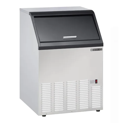 Miniatura 4 de Maxx Ice Máquina de hielo autónoma de 100 libras, refrigerada por aire, acero inoxidable y borde negro con capacidad de almacenamiento de hielo