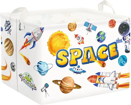 Miniatura 8 de Clastyle Cesta de lavandería de astronauta de cohete de 45 litros para dormitorio, impermeable, plegable, de universo, color azul, cesta de Rocket