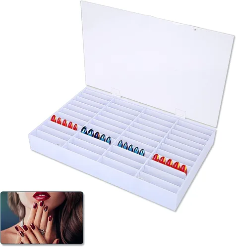 Miniatura 8 de Semme Caja de almacenamiento de puntas de arte de uñas postizas, vitrina vacía transparente para uñas, organizador de puntas de uñas, contenedor