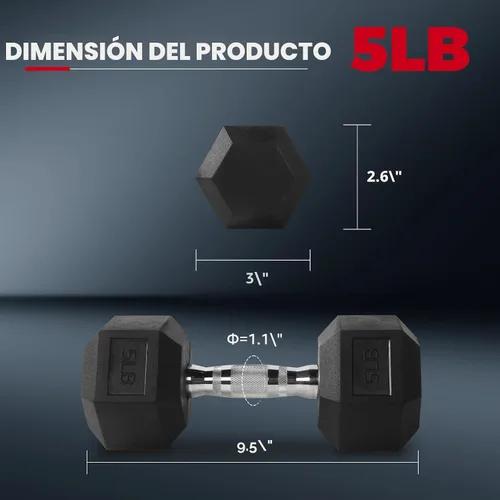 Miniatura 2 de RitFit Juego de mancuernas hexagonales recubiertas de goma con estante, 5-780 libras para entrenamiento de fuerza en el gimnasio en casa, mango