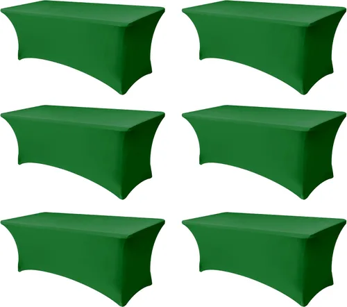 Miniatura 52 de Funda Elástica para Mesa para Mesas Rectangulares de 4 pies - Paquete de 8 Manteles de Spandex Azul Aguamarina con Elástico - Para Mesas Plegables