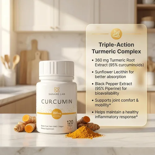 Miniatura 3 de Curcumina cúrcuma 360 mg por porción, 120 cápsulas con pimienta negra y extracto de fitosoma Apoyo articular y celular