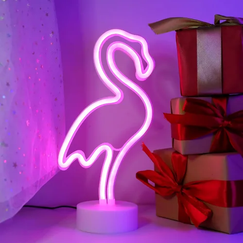 Miniatura 2 de Luz de neón con base de neón, luces de noche, decoración de pared, decoración del hogar, luz led Flamingo 2