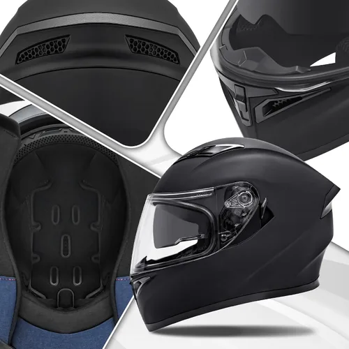 Miniatura 5 de Casco de motocicleta de cara completa para adultos, casco de motocicleta de doble visión, scooter para hombres y mujeres, aprobado por DOT