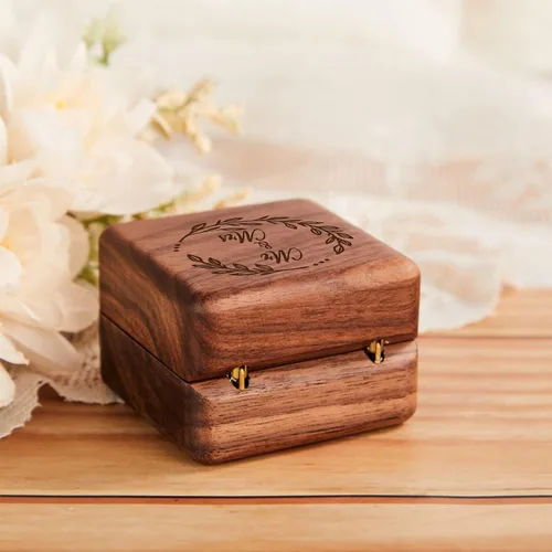 Miniatura 4 de Roycraft Caja para anillos con 2 ranuras, forro blanco para propuesta, boda, ceremonia, día de compromiso