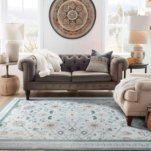 Miniatura 9 de EVERGRACE Alfombras de área para entrada, 2 x 3, de lana sintética, estilo bohemio, floral, para interiores y exteriores, alfombras pequeñas