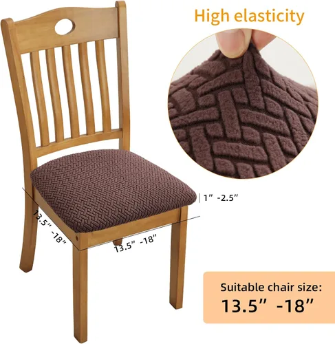 Miniatura 3 de Fuloon Fundas Elásticas para Cojines de Asiento 6 Piezas, Fundas Lavables para Asientos de Sillas, Fundas para Sillas de Comedor para Hotel