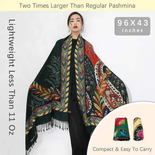 Miniatura 302 de DANA XU Manta de pashmina extragrande 100% de lana merina, bufanda de viaje, bufanda de cachemira para mujer, otoño e invierno, chal de gran