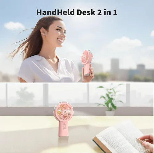 Miniatura 5 de Otlonpe Ventilador de nebulización de mano portátil, pequeño ventilador de niebla recargable personal de mano, ventilador de agua de 4000 mAh, Rosa