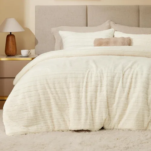 Miniatura 37 de BEDELITE - Juego de edredón de forro polar tamaño individual: ropa de cama supersuave y cálida en color beige, juego de cama de lujo esponjoso
