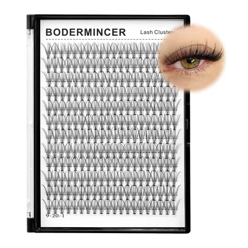 Miniatura 2 de Bodermincer Bandeja grande de rizo D, 12 filas, 240 paquetes de extensiones de pestañas en racimo 10D, pestañas postizas de volumen ruso natural