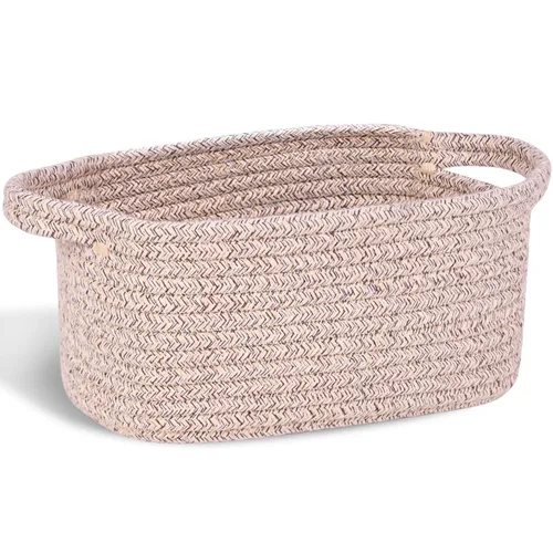 Abenkie - Cesta de almacenamiento pequeña, bonita canasta de algodón tejida con cuerda de algodón para perro y gato, para guardería, sala de estar,