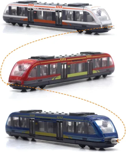 Crelloci Juego de 3 trenes bala, tren de juguete de alta velocidad vinculado Lotomotora, modelo de automóvil de aleación fundida, metro deslizante