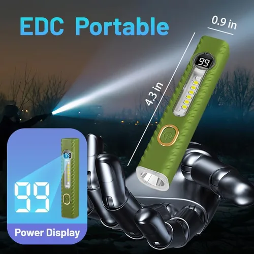 Miniatura 6 de Linternas recargables con 8 modos, linterna pequeña con pantalla digital LCD, luz de flash EDC de alto lúmenes, linternas LED de mano