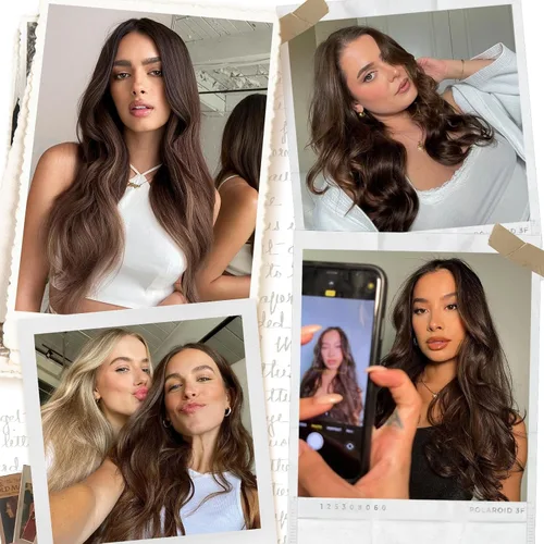 Miniatura 6 de Extensiones de cabello humano real, cabello lacio marrón chocolate de 12 pulgadas con alambre oculto y línea de pescado transparente