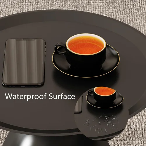 Miniatura 5 de Mesas anidables, mesas laterales negras, mesas auxiliares modernas para sala de estar, juego de 2 mesas de café anidables, mesa consola, mesas
