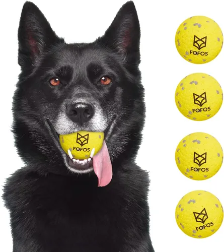FOFOS Pelotas para perros, juguetes masticables, pelota de tenis para masticadores agresivos, juguetes molares, juguete acuático, bolas Amarillo
