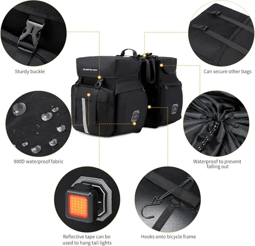 Miniatura 2 de Bolsa de Accesorios para Bicicleta Sunpeak Alforjas para Portaequipaje Trasero de Bicicleta 45L Bolsa de Sillín Impermeable para Bicicleta