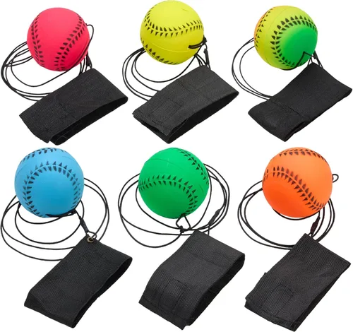 Playbees Muñequeras de béisbol neón reactivas - paquete de 6 - Bolas de práctica deportivas para divertida actividad al aire libre para niños -