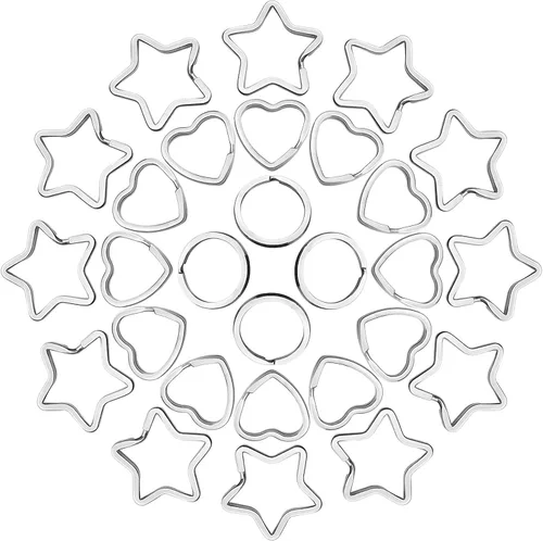 Miniatura 10 de Oubaka 30 llaveros divididos en forma de corazón, llaveros de metal para manualidades para la organización del hogar, oficina, proyectos de artes