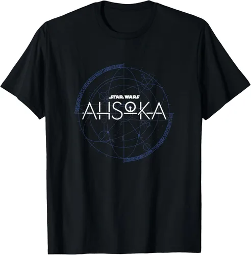 Star Wars Camiseta vintage oficial de la serie Ahsoka con logotipo estilizado, Negro -