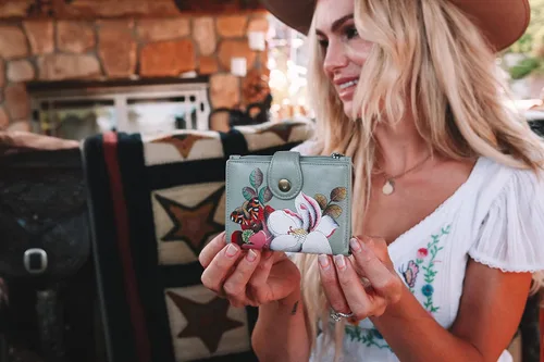 Miniatura 11 de Anna by Anuschka Cartera de mujer pintada a mano de cuero genuino para mujer