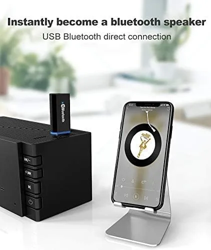 Miniatura 3 de Adaptador de receptor Bluetooth USB, adaptador de audio inalámbrico de 0.138 in, kit de música, adecuado para sistemas estéreo de hogar/automóvil