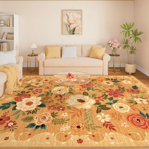 Miniatura 197 de DUKINO Alfombra de área de 6 x 9 pies, alfombra floral para sala de estar, ligera, antideslizante, lavable, alfombra de interior de pelo bajo