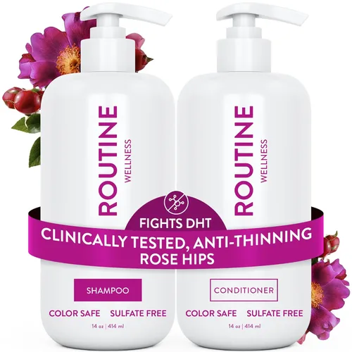 Miniatura 15 de Routine Wellness Set de champú y acondicionador antiadelgazamiento para cabello adelgazante - Biotin DHT Blocker Mujeres y Hombres - Champú seguro