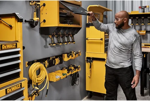 Miniatura 6 de DEWALT Organizador de baterías, soporta hasta 4 baterías, riel de montaje, compatible con sistema de almacenamiento de taller (DWST82819)