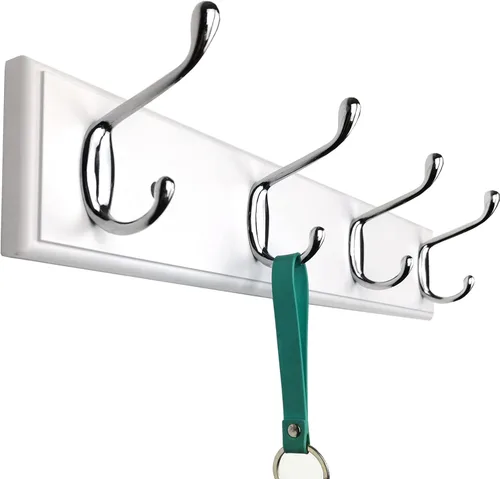 Miniatura 24 de Perchero de pared con 5 ganchos plateados de madera, 17.3’’, Ganchos resistentes para colgar ropa, sombrero, mochila, etc., Gran decoración moderna