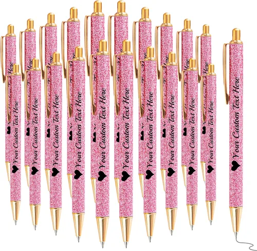 Miniatura 27 de Bolígrafos con purpurina personalizados con nombre, bolígrafos bonitos y bonitos personalizados, bolígrafos retráctiles de tinta negra, suministros