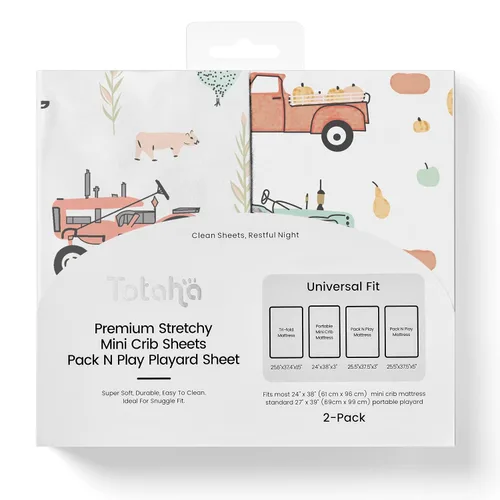 Miniatura 24 de TotAha Jungle Animal Sábana Mini para Cuna, Sábanas Elásticas Premium Ajustables para Mini Cunas Portátiles Corralitos, Sábana Pack N Play de Punto