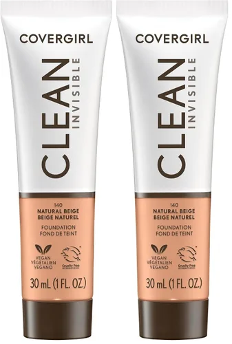Miniatura 20 de COVERGIRL Maquillaje de base invisible limpio, acabado natural rocío y brillante, cobertura para construir, aspecto suave como la piel, vegano
