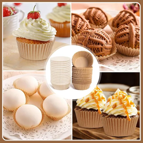 Miniatura 4 de Bake Choice - 500 forros naturales estándar para cupcakes para hornear, envoltorios de cupcakes de grado alimenticio, antiadherentes, a prueba