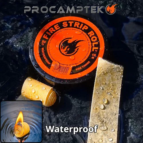 Miniatura 2 de Procamptek Rollo de tira de fuego de 50 pies, resistente a la intemperie, encerada, cinta de yesca para emergencias, campamento, supervivencia