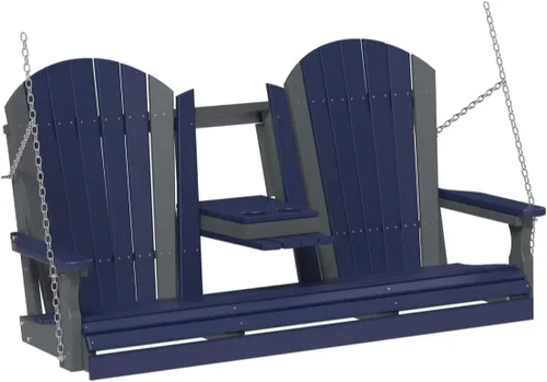 Miniatura 27 de LuxCraft Adirondack - Columpio colgante para porche delantero de 5 pies con consola abatible, asientos hasta 3, banco de columpio de patio al aire
