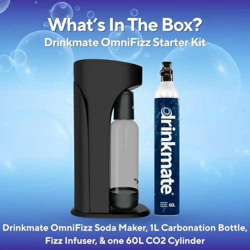 Miniatura 5 de Drinkmate OmniFizz Fabricador de Bebidas Gaseosas Paquete de CO2 - Máquina Gasificadora de Agua/Soda que Carbonata Cualquier Bebida - Incluye 1