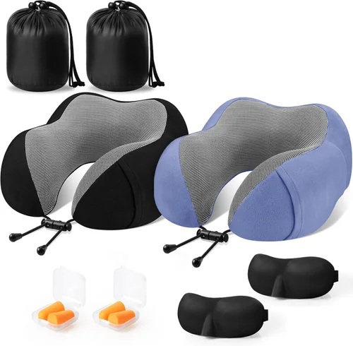 Miniatura 18 de CloudBliss Almohada de viaje de espuma viscoelástica de alta calidad, almohada cervical cómoda y de apoyo, almohadas cervicales para viajar