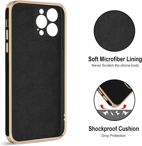 Miniatura 3 de Hython Funda para iPhone 12 Pro Max con Soporte de Anillo [Soporte Magnético Giratório de 360°] [Forro de Microfibra Suave] Borde Chapado en Oro