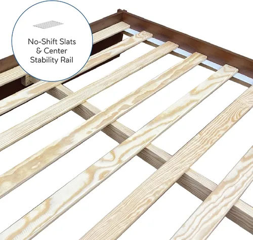 Miniatura 6 de Decoro Liberty - Cama de plataforma de madera, acabado de nogal, tamaño Queen