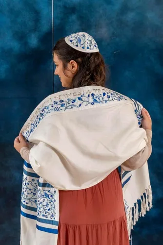 Miniatura 6 de Yair Emanuel Tallit - Bordado Completo - Matriarcas - Azul
