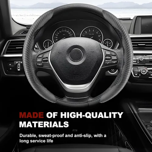 Miniatura 4 de Funda universal de fibra de carbono para volante, protector segmentado para volante, cubierta antideslizante de fibra de carbono para volante