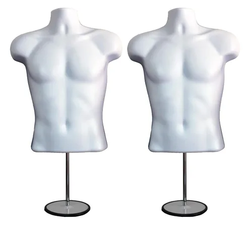 Torso de maniquí masculino con soporte de metal, cuerpo apilable con espalda hueca, forma de vestir para exhibición de camisetas, mostrador, ferias