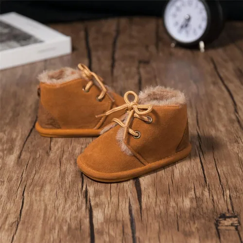 Miniatura 4 de Miamooi Botas de invierno para bebés, niños y niñas, para recién nacidos, cálidas, de forro polar, antideslizantes, con cordones, zapatos
