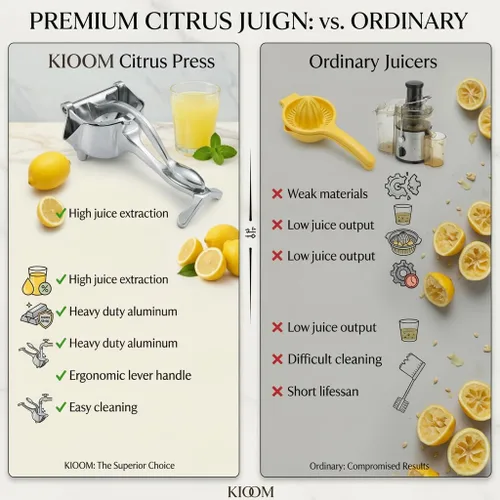 Miniatura 4 de Exprimidor manual - Exprimidor manual de frutas para naranja, limón, lima y cítricos - Exprimidor de jugo de metal resistente con base antideslizante