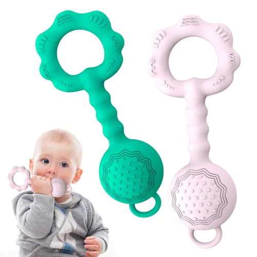 Miniatura 11 de Mordedores para bebés de 6 a 12 meses, sonajeros para bebés de 0 a 6 meses, sonajero 2 en 1 y juguete mordedor para calmar las encías doloridas