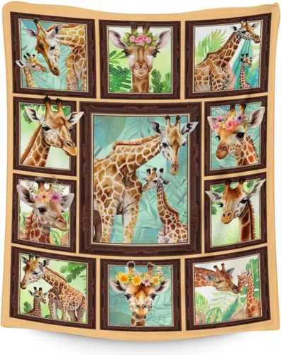 Miniatura 20 de Manta de jirafa para regalo, 30 x 40 pulgadas, bonita manta para adultos y niños, mantas amarillas de felpa suave para sofá, oficina